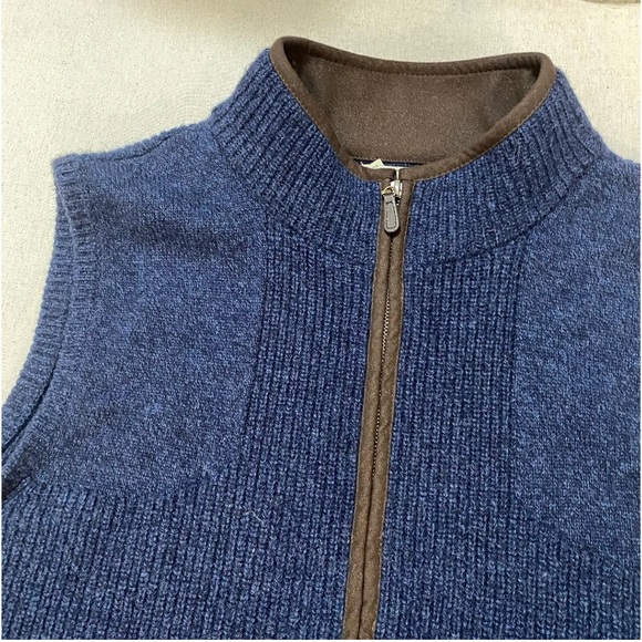 LL Bean Waterfowl Full-Zip Sweater Vest Mens XXL Navy Blue Merino Lambs Wool EUC - Picture 4 of 10